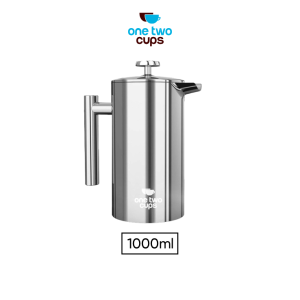 One Two Cups French Press Coffee Maker Pot Stainless Steel 1000ml