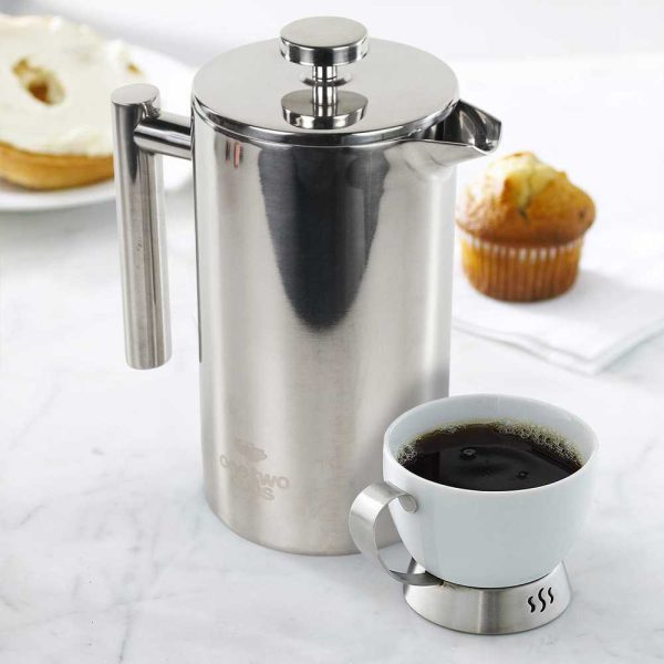 One Two Cups French Press Coffee Maker Pot Stainless Steel 1000ml