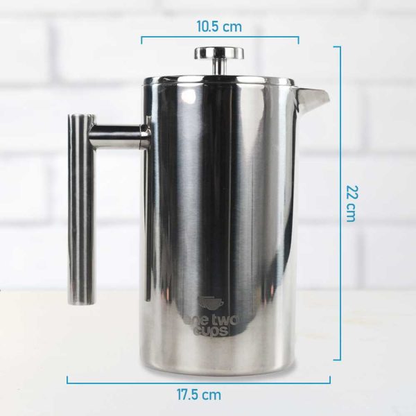 One Two Cups French Press Coffee Maker Pot Stainless Steel 1000ml