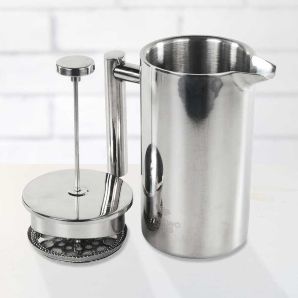 One Two Cups French Press Coffee Maker Pot Stainless Steel 1000ml