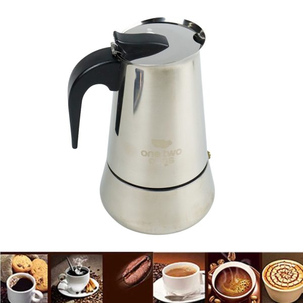 One Two Cups Espresso Coffee Maker Moka Pot Teko Stovetop Filter 450ml