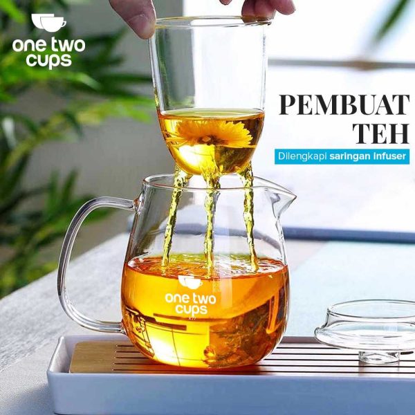 One Two Cups Teko Pitcher Teh Chinese Teapot with Saringan Infuser - K77