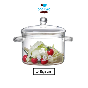 One Two Cups Pot Panci Masak Stewing Soup Pot Glass 15,5cm