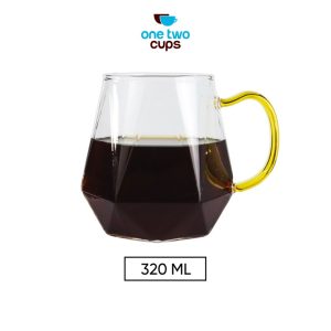 One Two Cups Gelas Cangkir Kopi Teh Diamond Texture Glass 320ml PF250