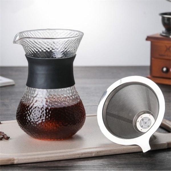 One Two Cups Coffee Maker Pot V60 Drip Kettle with Filter 400ml