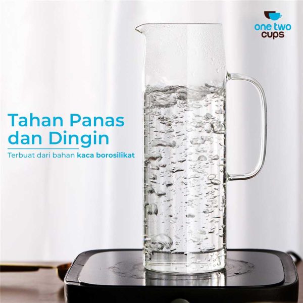 One Two Cups Teko Pitcher Teh Kopi Borosilicate Glass 1380ml - YS-6337