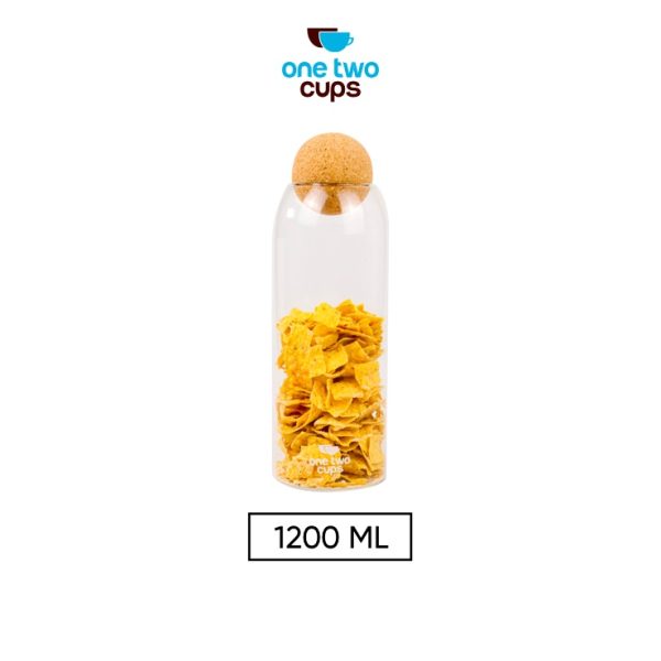 One Two Cups Toples Kaca Penyimpanan Makanan Glass Storage Jar - E1 - 1200 ML