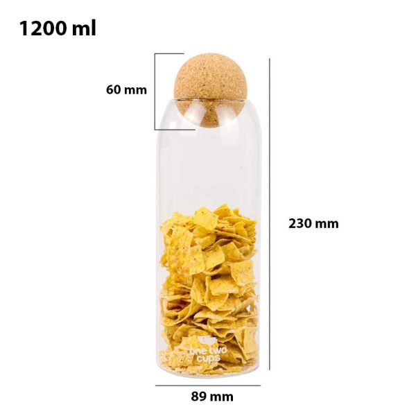 One Two Cups Toples Kaca Penyimpanan Makanan Glass Storage Jar - E1 - 1200 ML