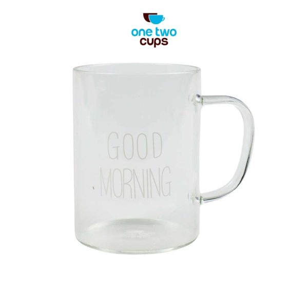 One Two Cups Gelas Glass Coffee Mug Desain Good Morning 400 ml - MD19