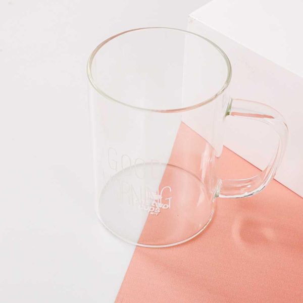 One Two Cups Gelas Glass Coffee Mug Desain Good Morning 400 ml - MD19