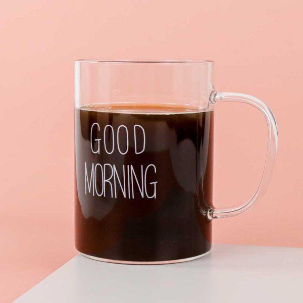 One Two Cups Gelas Glass Coffee Mug Desain Good Morning 400 ml - MD19