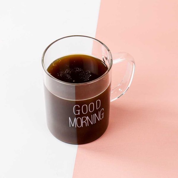 One Two Cups Gelas Glass Coffee Mug Desain Good Morning 400 ml - MD19