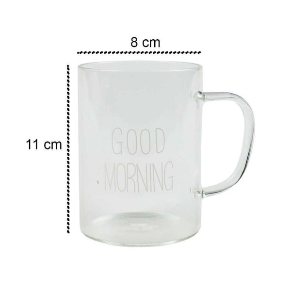 One Two Cups Gelas Glass Coffee Mug Desain Good Morning 400 ml - MD19