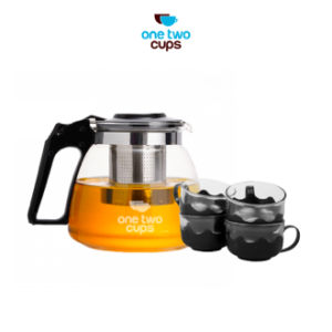 One Two Cups Teko Chinese Teapot Pitcher 950ml with 4 Gelas - EM01