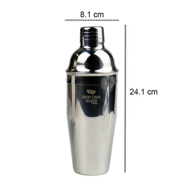 One Two Cups Cocktail Shaker Bartender Boston Style Stainless 750ml