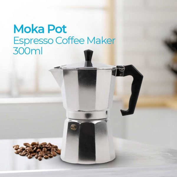 One Two Cups Espresso Coffee Maker Moka Pot Filter 300ml 6Cups - JF112