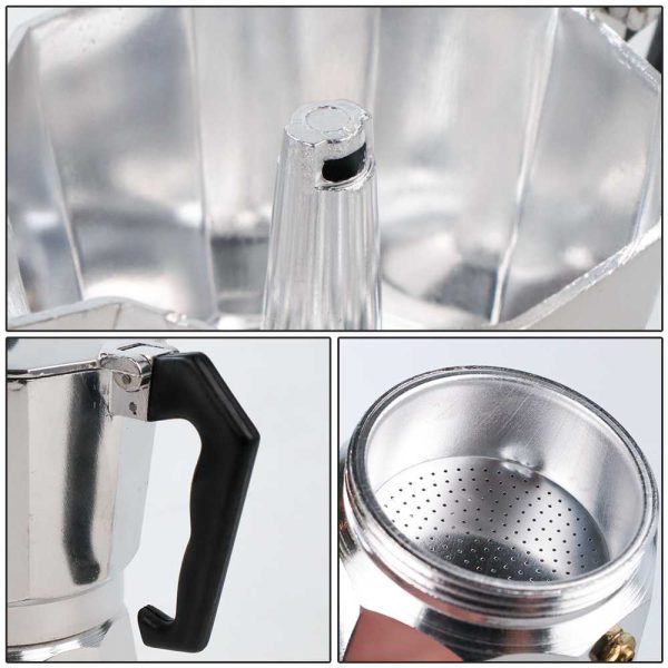 One Two Cups Espresso Coffee Maker Moka Pot Filter 300ml 6Cups - JF112