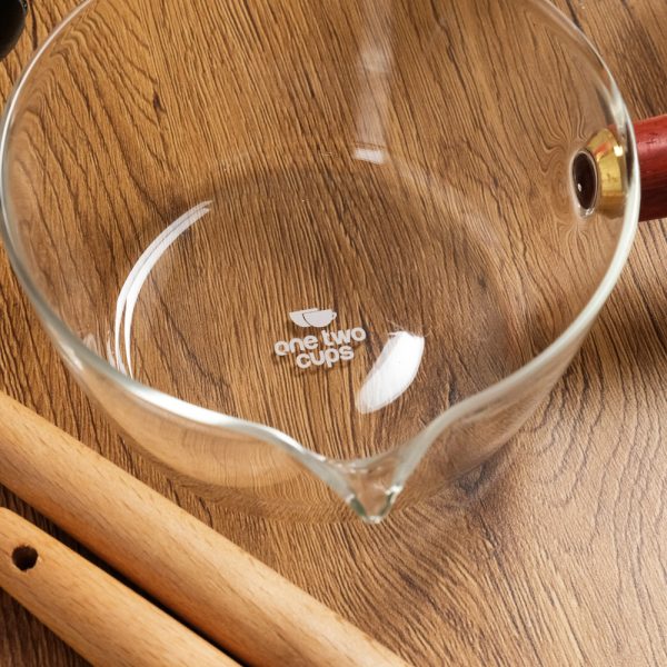 One Two Cups Panci Masak Kaca Glass Cooking Pot Wooden Handle - KC007