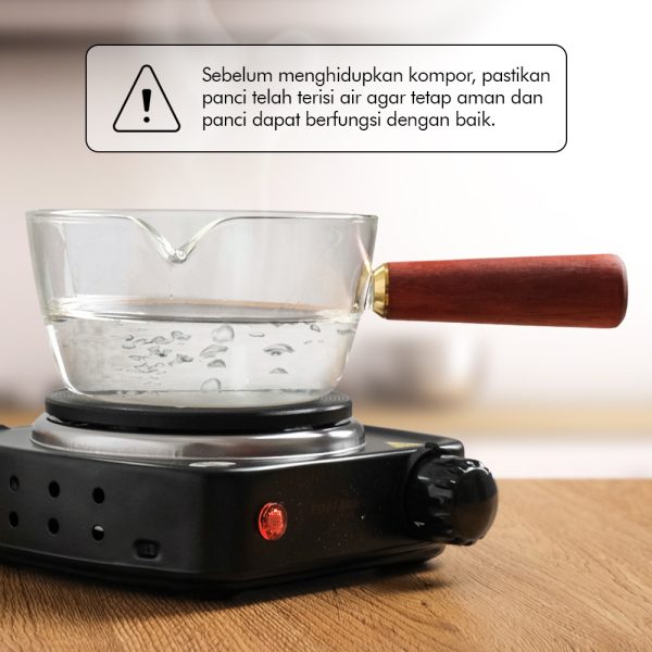 One Two Cups Panci Masak Kaca Glass Cooking Pot Wooden Handle - KC007