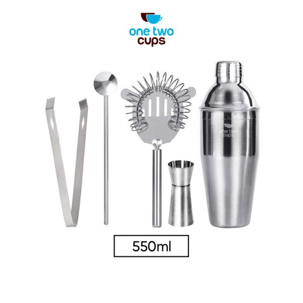 One Two Cups 5 in 1 Bartender Drink Bar Set Cocktail Shaker 550ml