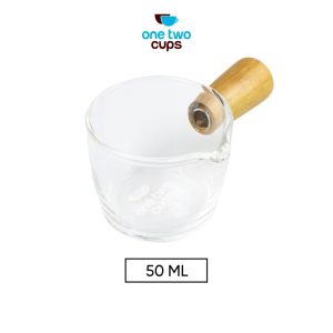One Two Cups Gelas Milk Jug Handle Kayu Kopi Latte Art S10 50 ML