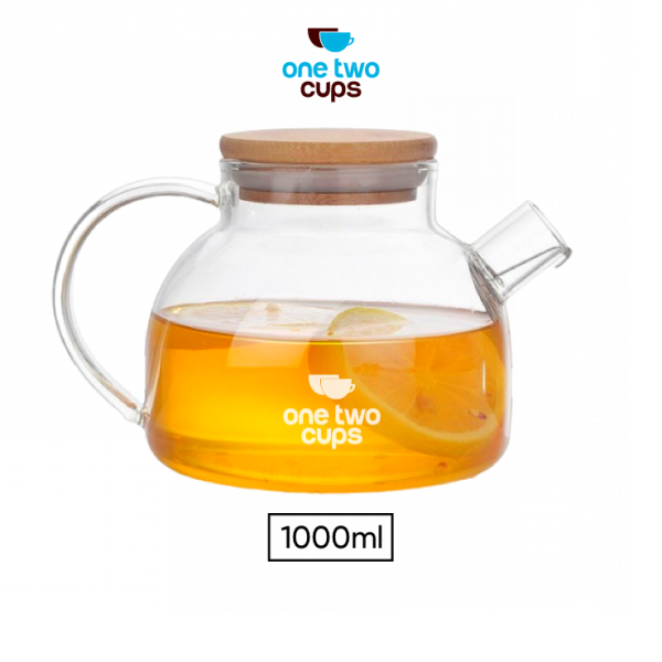 One Two Cups Teko Pitcher Teh Chinese Teapot Maker Glass 1L