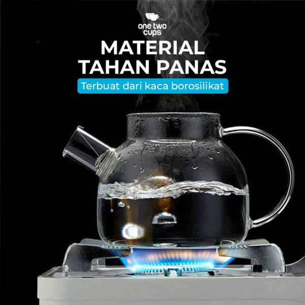 One Two Cups Teko Pitcher Teh Chinese Teapot Maker Glass 1L