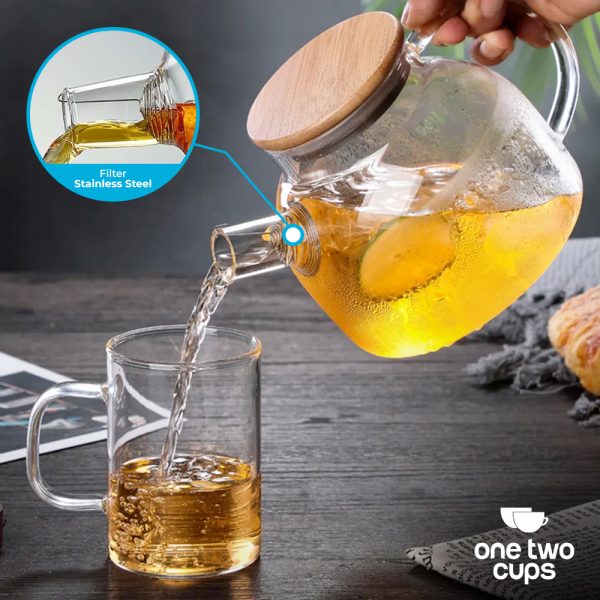One Two Cups Teko Pitcher Teh Chinese Teapot Maker Glass 1L