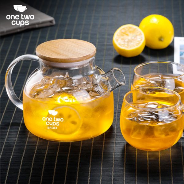 One Two Cups Teko Pitcher Teh Chinese Teapot Maker Glass 1L