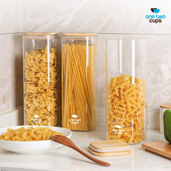 One Two Cups Toples Kaca Penyimpanan Makanan Glass Storage Jar