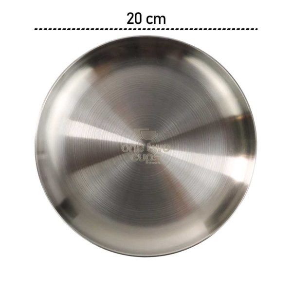 One Two Cups Piring Makan European Style Stainless Steel 20cm - Silver
