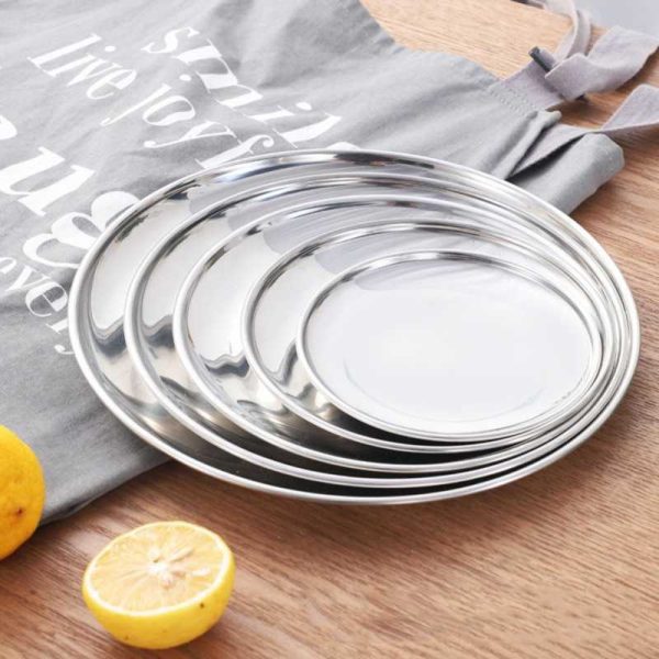 One Two Cups Piring Makan European Style Stainless Steel 20cm - Silver