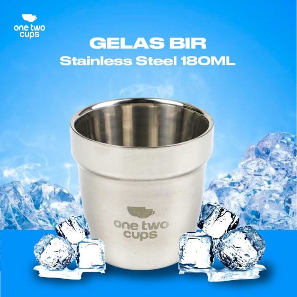 One Two Cups Gelas Bir Stainless Steel 180ML - J070