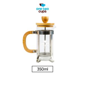 One Two Cups French Press Coffee Maker Pot Gagang Kayu 350ml