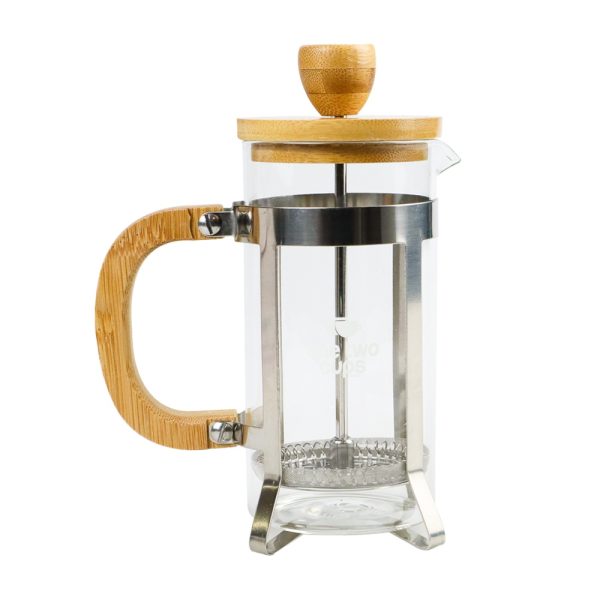 One Two Cups French Press Coffee Maker Pot Gagang Kayu 350ml