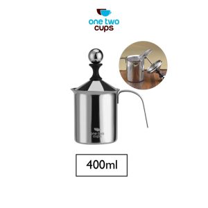 One Two Cups Gelas Kopi Espresso Latte Art Coffee Milk Frother Double Mesh 400ml - WZ0011 - Silver