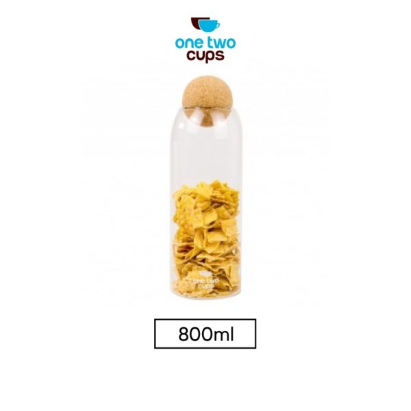 One Two Cups Toples Kaca Penyimpanan Makanan Glass Storage Jar - E1 800 ML