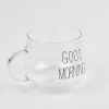 One Two Cups Cangkir Kopi Glass Coffee Mug Good Morning 350ml - 9H8D - Transparent