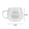 One Two Cups Cangkir Kopi Glass Coffee Mug Good Morning 350ml - 9H8D - Transparent