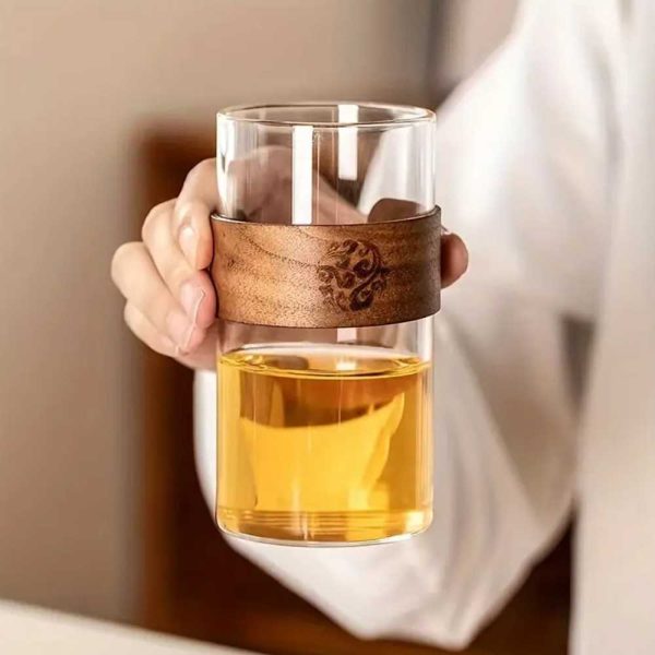 One Two Cups Gelas Whisky Japanese Style Glass Wood Sleeve 350ml - PG35