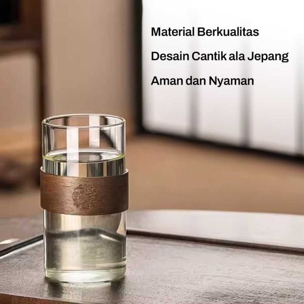 One Two Cups Gelas Whisky Japanese Style Glass Wood Sleeve 350ml - PG35