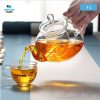 One Two Cups Teko Teh Kaca Tahan Panas Api with Saringan Glass Teapot - 8CV102-1 Liter