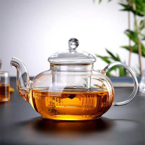 One Two Cups Teko Teh Kaca Tahan Panas Api with Saringan Glass Teapot - 8CV102-1 Liter