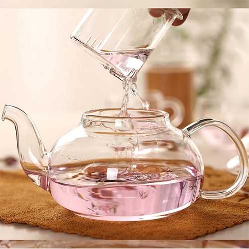 One Two Cups Teko Teh Kaca Tahan Panas Api with Saringan Glass Teapot - 8CV102-1 Liter