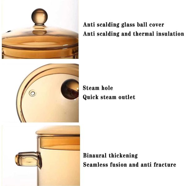 One Two Cups Panci Kaca Glass Cooking Pot Borosilicate Tahan Panas Api - YWJ-1265-15cm