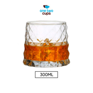 One Two Cups Gelas Whisky Crystal Diamond Rock Glass 300ml - YJ-30