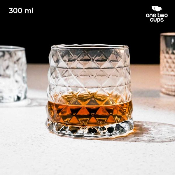 One Two Cups Gelas Whisky Crystal Diamond Rock Glass 300ml - YJ-30