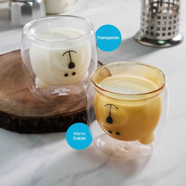 One Two Cups Gelas Beruang Double Wall Glass Insulated Cup 250ml - CIQ38