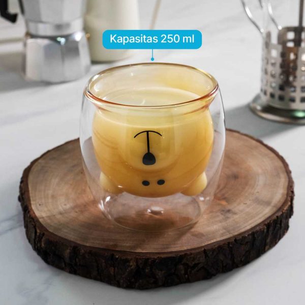 One Two Cups Gelas Beruang Double Wall Glass Insulated Cup 250ml - CIQ38