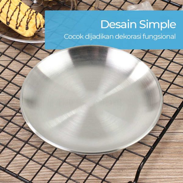 One Two Cups Piring Makan Stainless Steel Sultan Plate European Style - SN017-14cm